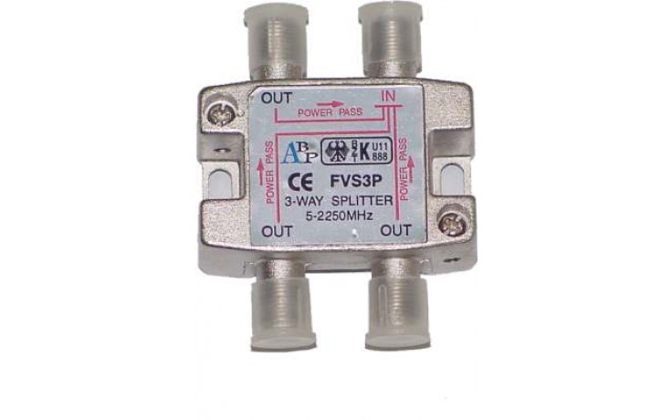 ClearView 3 Way F connector splitter 5-2250MHz