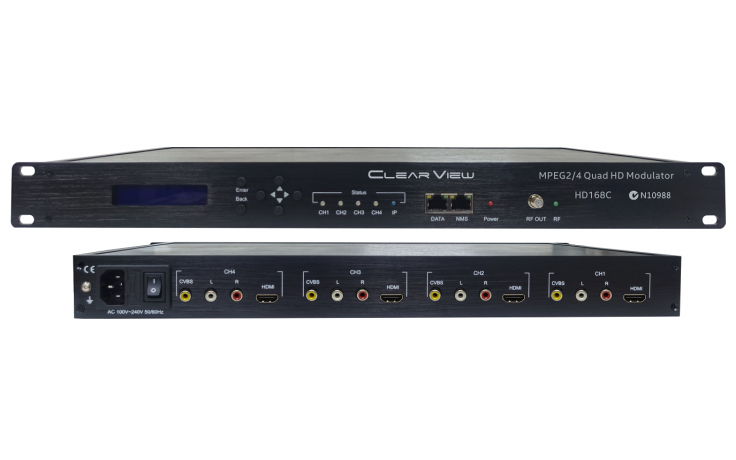 ClearView HD168c Quad HDMI/CVBS DVBT Modulator 1 carrier out with IP