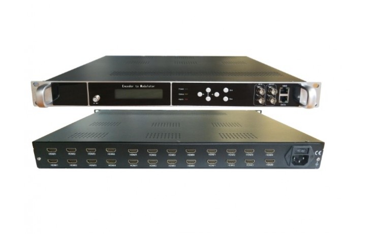 HD244-16  16 x HDMI Input, HD MPEG4 modulator with 8 x DVBT carriers out, and IP in and out.
