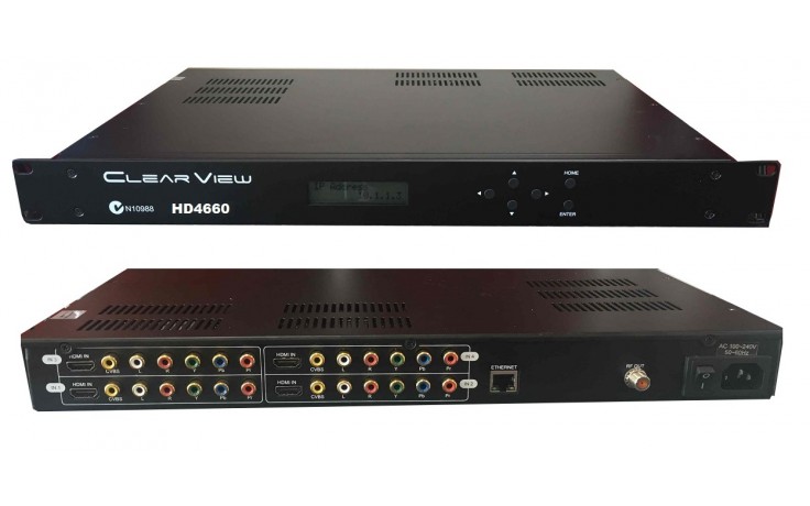 ClearView HD4660 Full HD (in MPEG4) Quad DVBT Moduator Mpeg2/4 HDMI/YPbPr/CVBS
