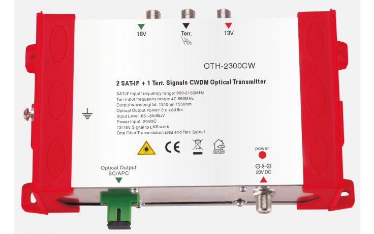 ClearView OTH-2300CW 2 x Satellite and 1 x Terrestrial RF to Optical Transmitter Converter