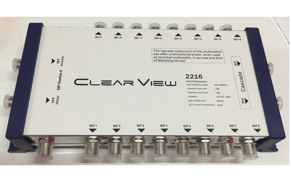 ClearView 2216 16 Port Cascade Satellite Multiswitch
