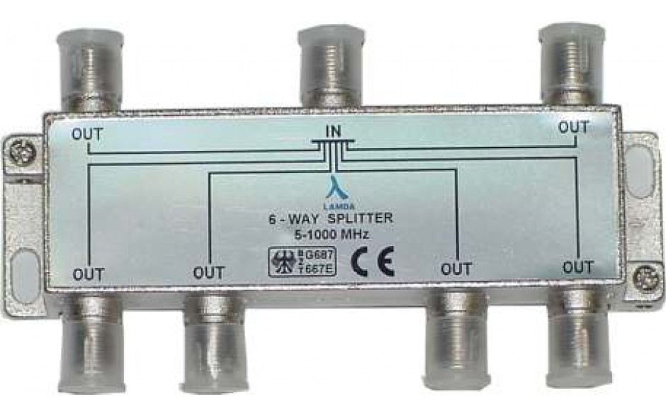 ClearView 6 Way F connector splitter 5-1000MHz