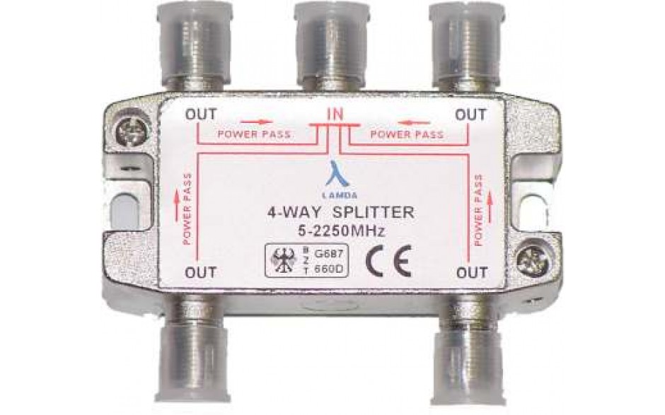 ClearView 4 Way F connector splitter 5-2250MHz