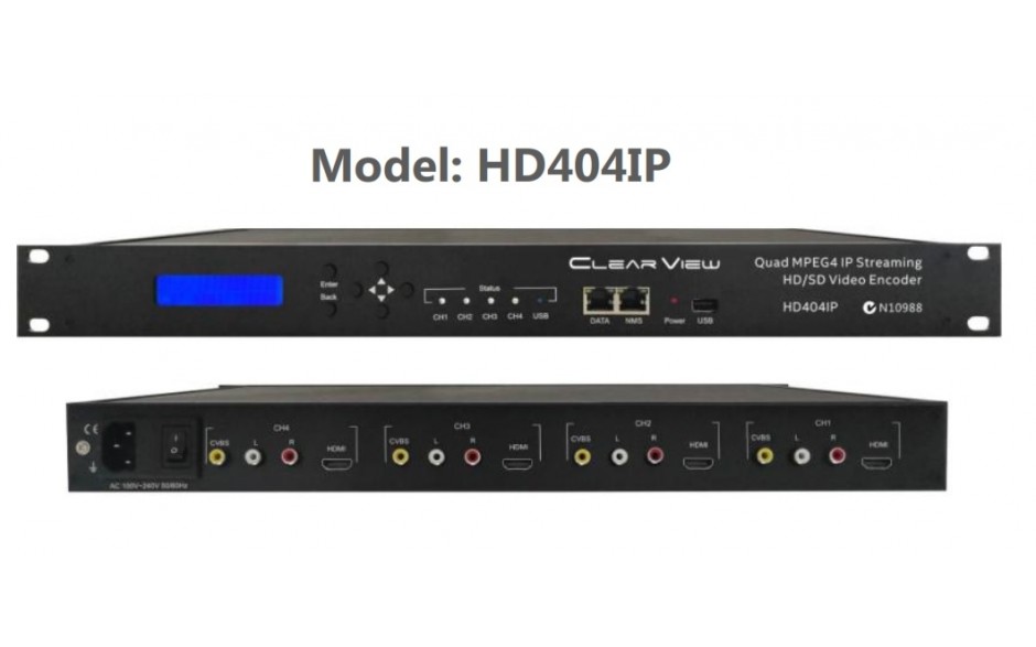 ClearView HD404IP MPEG4, 4 HDMI and 4 x CVBS to IP Streamer