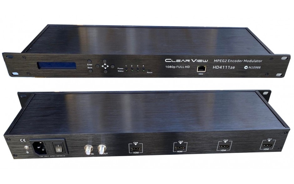 ClearView Low Cost HD4111se Quad HD MPEG4 DVBT Modulator 4RF Carriers Out- LCD and Web GUI Control