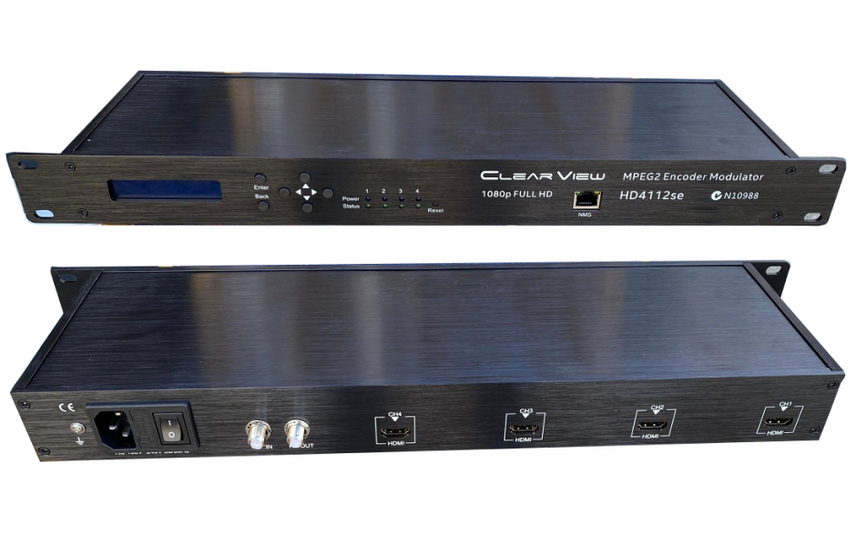 ClearView Low Cost HD4112se Quad HD MPEG2 DVBT Modulator 4RF Carriers Out- Web GUI and LCD Control!