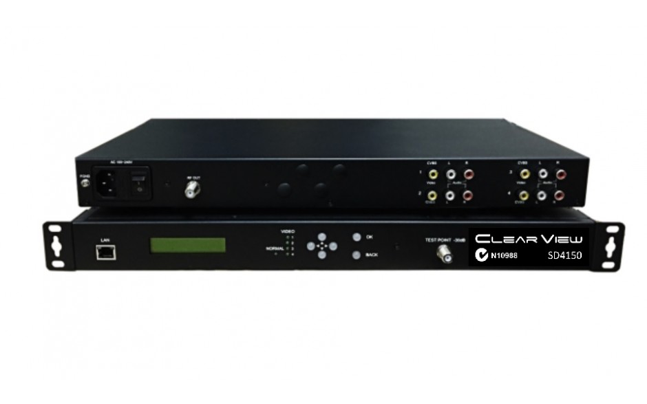 ClearView SD4150 Premium Quad SD MPEG2 modulator 4 CVBS inputs 1 DVBT output