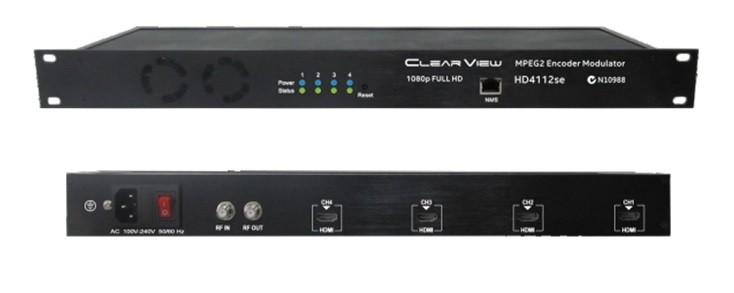 ClearView Low Cost HD4112se Quad HD MPEG2 DVBT Modulator 4RF Carriers Out- Web GUI Control Only.